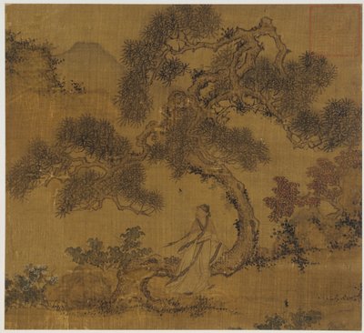 Landskap: en mann under en furu, Ming-dynastiet, 1368-1644. av Unbekannt