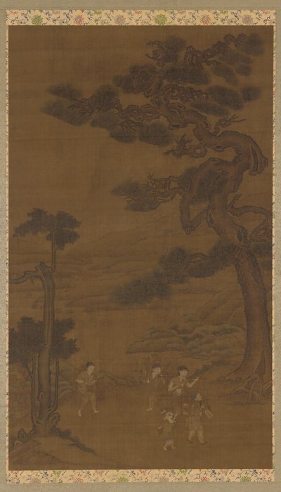 Landskap: håndverkere under en stor furutre, Ming-dynastiet, 1500-1600-tallet. av Unbekannt