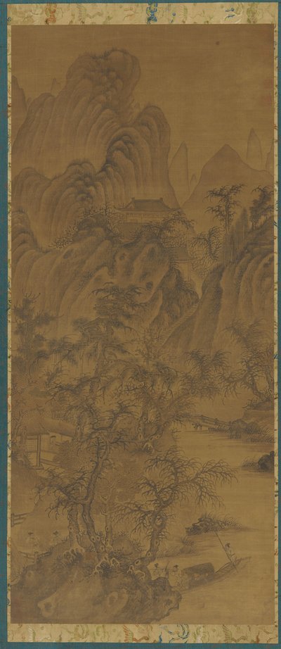 Landskap med gårdsbygninger og figurer, 1368-1644. av Unbekannt