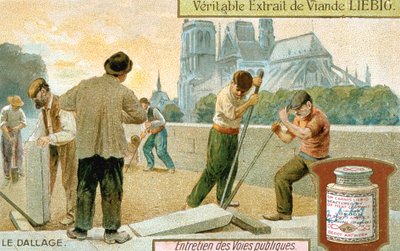 Legging av belegningsplater i en gate i Paris, ca 1900 av Unbekannt