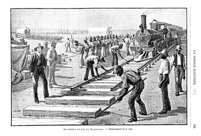 Legging av sviller og skinner permanent på Transvaal Railway, Sør-Afrika, 1893 av Unbekannt