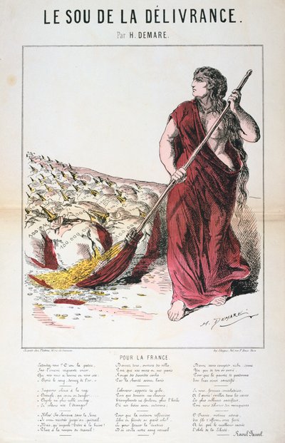 Le Sou de la Delivrance karikatur og sangark, fransk-prøyssisk krig, 1870-1871 av Unbekannt