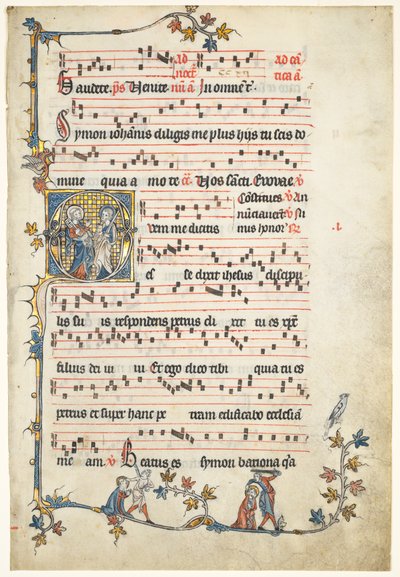 Leaf excised from an antiphonary: Initial Q with Saints Peter and Paul, ca. 1325. av Unbekannt