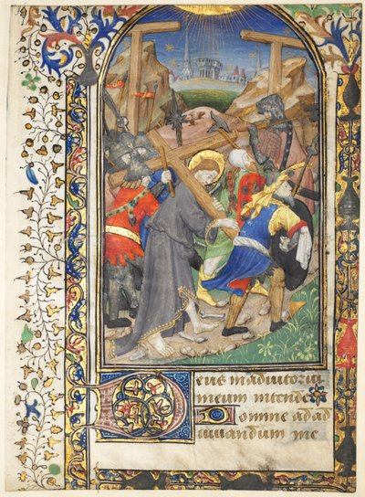 Leaf excised from the Tarleton Hours: Christ Carrying the Cross Terce, Office of the Virgin, ca. 14 av Unbekannt