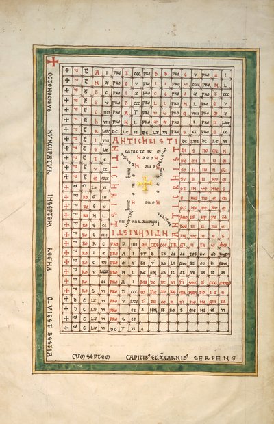 Blad fra et Beatus-manuskript: Antikrists tabell, ca. 1180. av Unbekannt