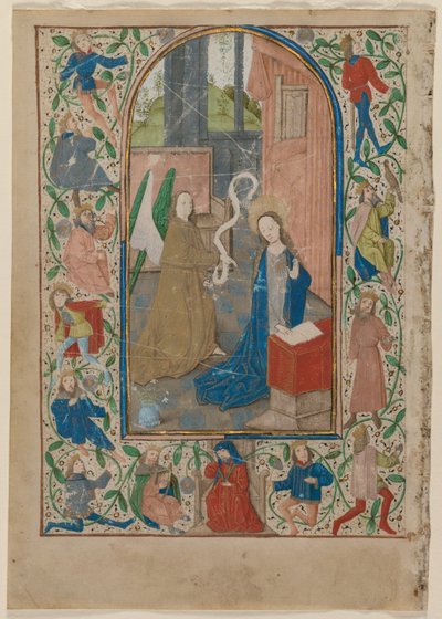 Blad fra en timebok: Bebudelsen, 1470-tallet. av Unbekannt