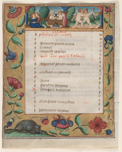 Blad fra en Psalter and Prayerbook: Kalenderside med Labours verso, ca. 1524. av Unbekannt