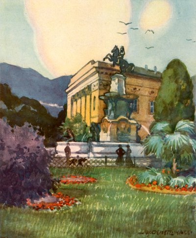 Leopoldsbrunnen und Stadttheater, Leopolds fontene og byteater, c1929. av Unbekannt