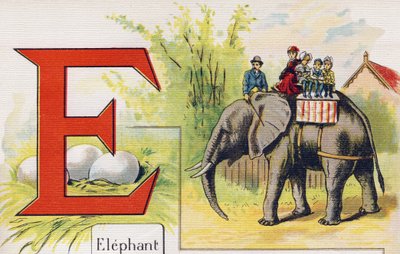 Bokstav E: Elefant. Gravering i "ABC L