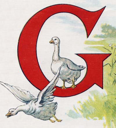 Bokstav G: Gode ender. Gravering i "ABC L