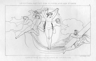 Leucothea, sjøguden, redder Odyssevs i stormen, c1833 av Unbekannt