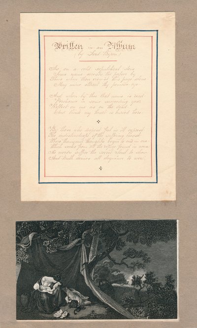Linjer skrevet i et album, på Malta, c1812. av Unbekannt