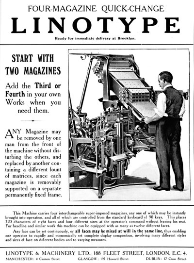 Linotype & Machinery Ltd. Werbung, 1919 von Unbekannt