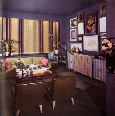 Stue i en leilighet designet av William Pahlmann, 1949. av Unbekannt