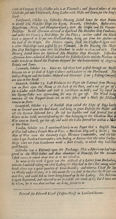 Lloyds Nyheter. London, 15. oktober 1696 - Numb. 20, 1928 av Unbekannt