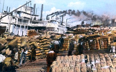 Laster bomull på et skip, Memphis, Tennessee, USA, c1900-tallet av Unbekannt