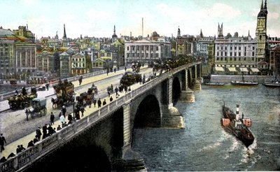 London Bridge etter 1904-utvidelsen, London, 1900-tallet av Unbekannt