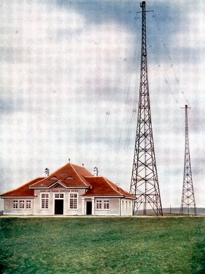 Langbølgesendermaster ved en Marconi-radiostasjon i Bern, Sveits, c1925 av Unbekannt