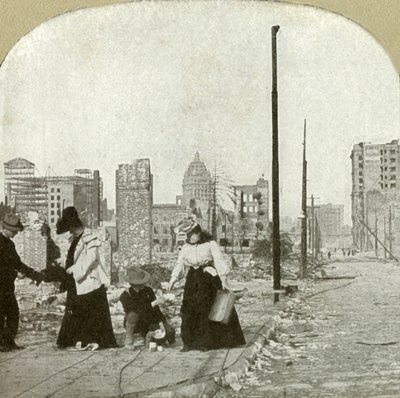 Ser østover fra hjørnet Ellis og Jones - Høy bygning, The San Francisco Call, 1906. av Unbekannt
