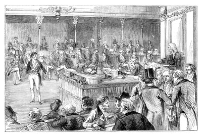 Lord John Russell 1792-1878 introduserer reformloven av 1832 c1895 av Unbekannt