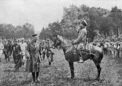 Lord Kitchener inspiserer algeriske tropper, Frankrike, første verdenskrig, 16. august 1915 av Unbekannt