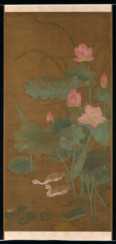 Lotus og vannfugler, ca. 1300. av Unbekannt