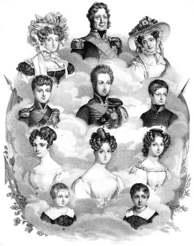 Louis-Philippe, konge av Frankrike, og hans familie, 1800-tallet av Unbekannt