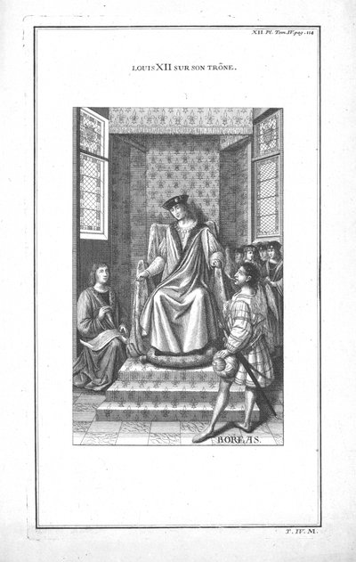 Ludvig XII på sin trone, c1760. av Unbekannt