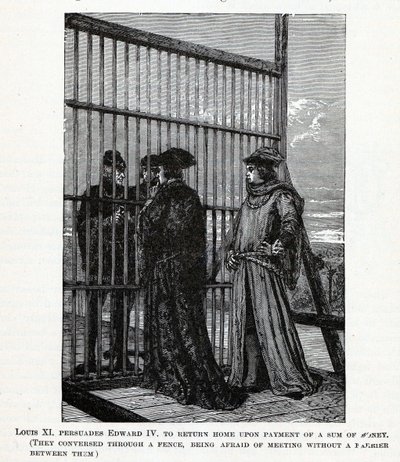 Louis XI overtaler Edvard IV til å reise hjem med en sum penger, 1882 av Unbekannt