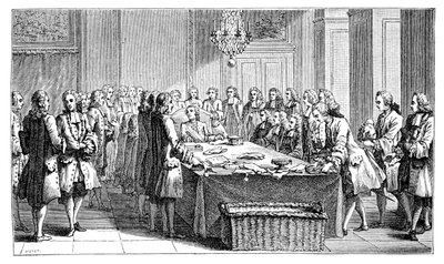 Louis XV signerer den nye traktaten, 1757, 1885 av Unbekannt