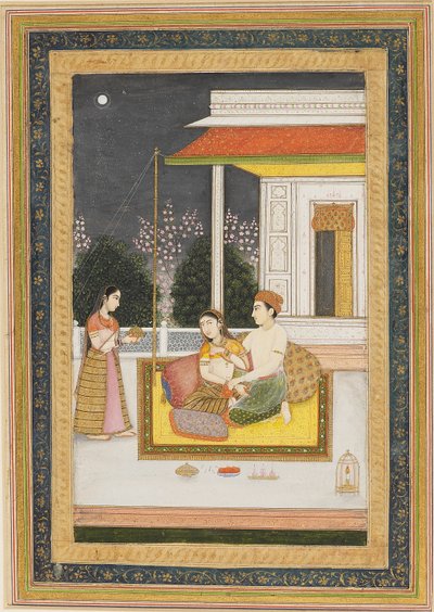 Kjærlighetsscene på en terrasse om natten, c1790 av Unbekannt