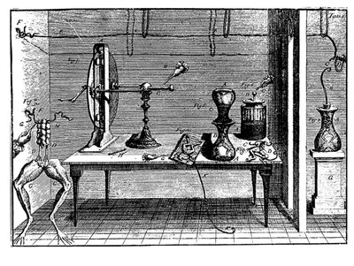 Luigi Galvanis eksperimenterer med elektrisitet, 1791 av Unbekannt