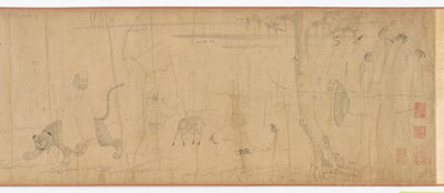 Luohans og dyr som krysser havet, Ming-dynastiet, 1500-1600-tallet. av Unbekannt