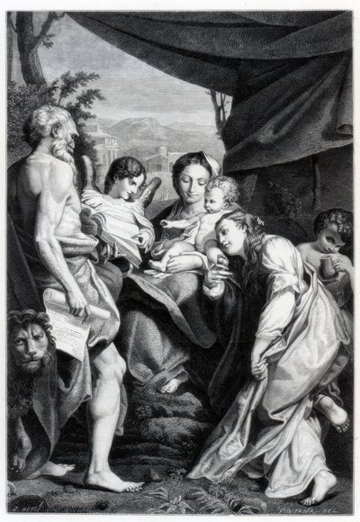 Madonna og barn med St. Hieronymus og Maria Magdalena Dagen, 1525-1528 1870 av Unbekannt