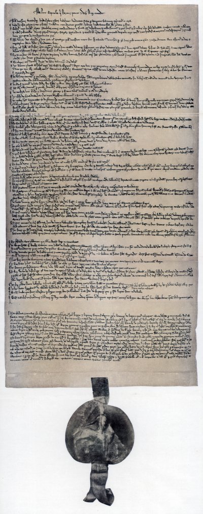 Magna Carta, engelsk charter opprinnelig utstedt i 1215 av Unbekannt
