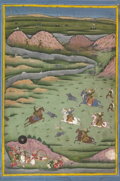 Maharana Amar Singh II eller Sangram Singh Hunting Wild Boar, 1800-tallet. av Unbekannt