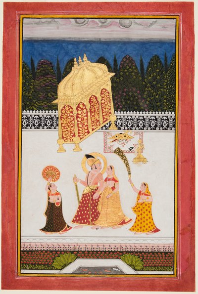 Maharana Ari Singh c. 1761-73 og hans kone på en terrasse, ca. 1761. av Unbekannt
