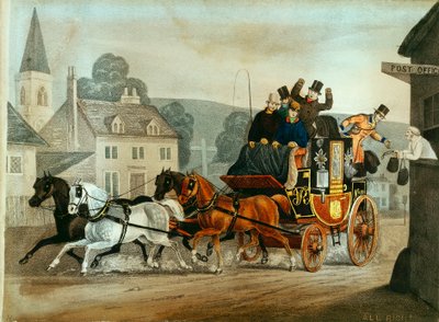 Postbuss på Bath to London-løpet, c1840 av Unbekannt