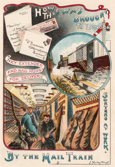 Posttog som frakter brev til London fra byer og byer i Storbritannia, c1900 av Unbekannt