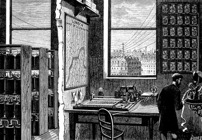 Hovedstasjonen til Exchange Telegraph Company, London, 1882 av Unbekannt