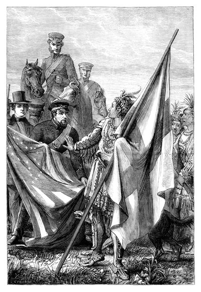 Major Sprague og indianerne, c1895 av Unbekannt
