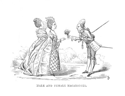 Mannlige og kvinnelige makaronier, c1870 av Unbekannt