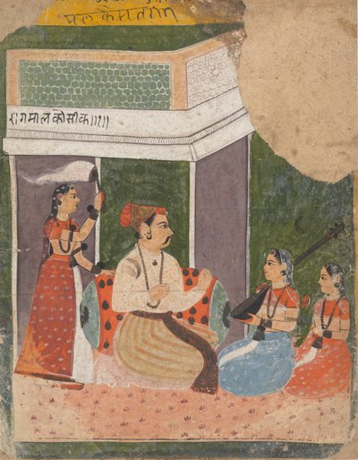 Malkos Raga: Side fra a Dispersed Ragamala Series Garland of Musical Modes, ca. 1640-50. av Unbekannt