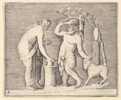 Man and Woman Sacrificing a Goat, utgitt ca. 1599-1622. av Unbekannt