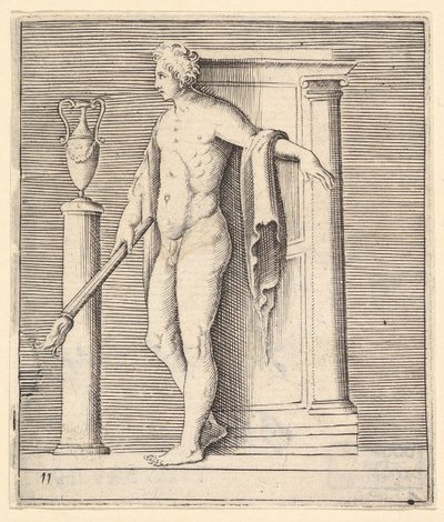 Man with Torch at Temple Door, publisert ca. 1599-1622. av Unbekannt