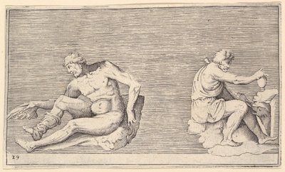 Man with Wing, Man with Vase and Dog, utgitt ca. 1599-1622. av Unbekannt