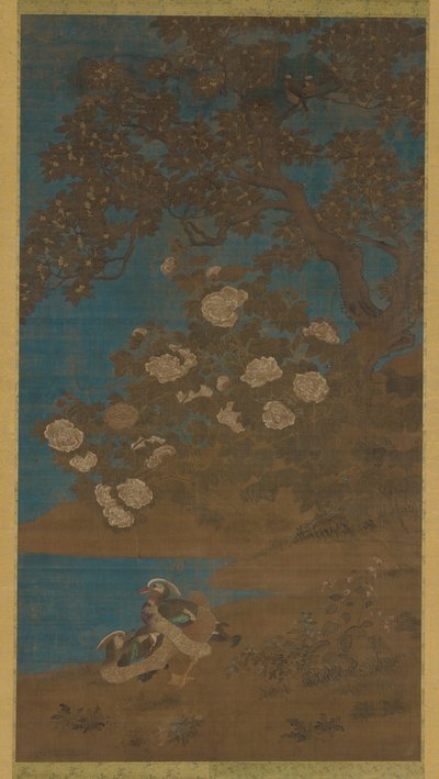 Mandarinender og blomster, Ming- eller Qing-dynastiet, 1600-tallet. av Unbekannt