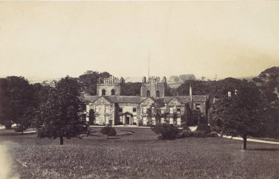 Herregård med to tårn sett fra eiendommen, 1860-tallet. av Unbekannt