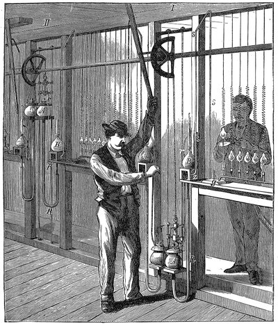 Produksjon av elektriske lyspærer, c1883 1896 av Unbekannt