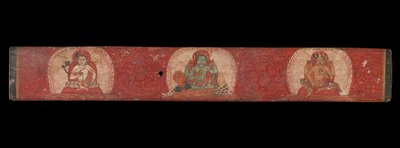 Manuskriptomslag med Vishnu flankert av Lakshmi og Sarasvati, 1300-tallet. av Unbekannt